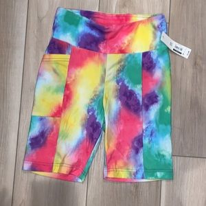 New NWT Stretch Bike Shorts Tie Dye Pattern with Pockets Size Small 3-5 Women’s
